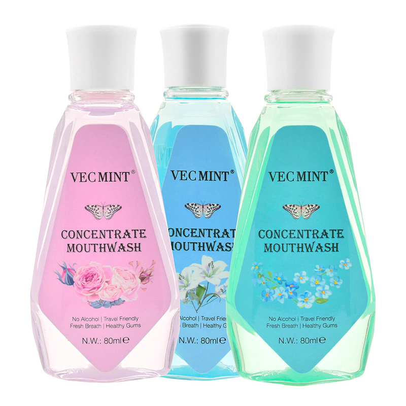 VECMINT 알코올 없는 80ml 꽃 맛 항균 농축 입 씻기 구강 씻기 치아 청소