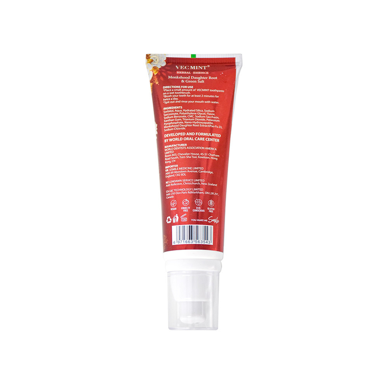 VECMINT HERBAL ESSENCE 나노-하이드록시아파틸 리미네랄화 치약 100g 건강한 치아를 위한 치약