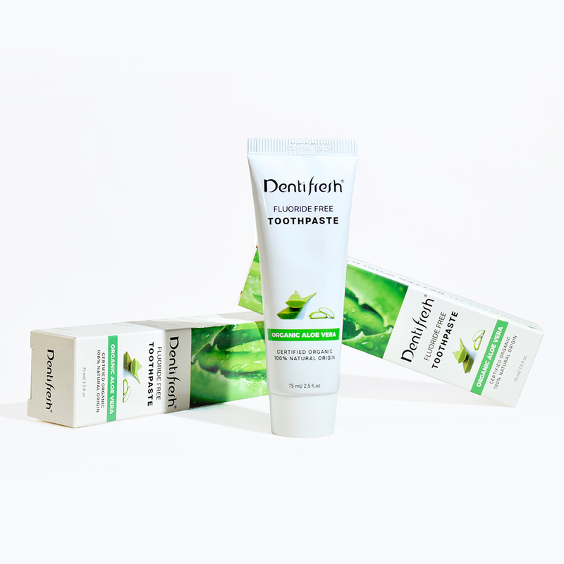 DENTIFRESH 자연 인증 알로에 베라 치약 75ml 성인 어린이 플루오라이드 없는