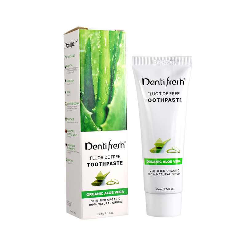DENTIFRESH 자연 인증 알로에 베라 치약 75ml 성인 어린이 플루오라이드 없는