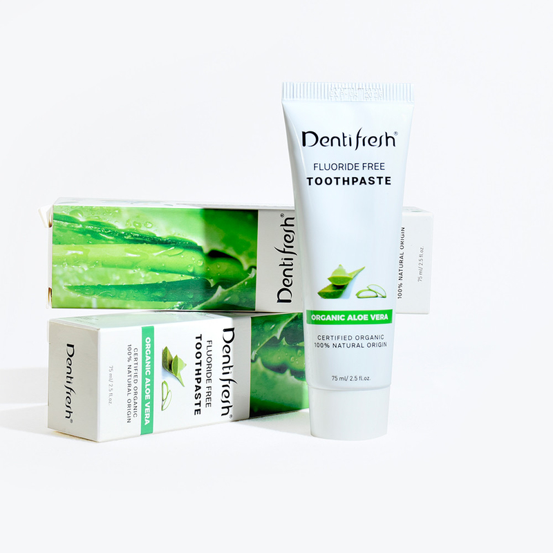 DENTIFRESH 자연 인증 알로에 베라 치약 75ml 성인 어린이 플루오라이드 없는