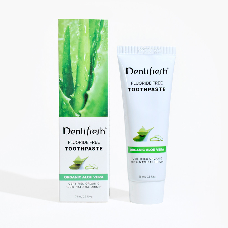 DENTIFRESH 자연 인증 알로에 베라 치약 75ml 성인 어린이 플루오라이드 없는
