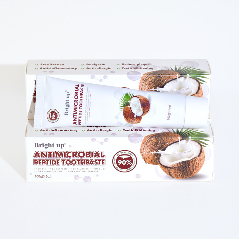 고품질 밝은 항생제 펩타이드 치약, 100g (3.5oz) 각 튜브 코코넛 오일 도매