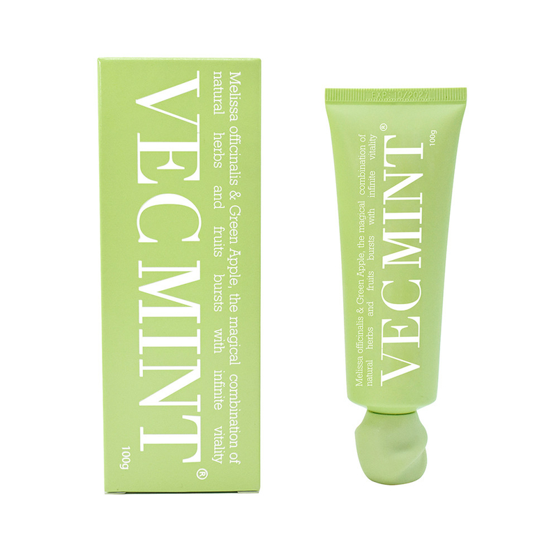 VECMINT 100g 치약: 마법의 자연 허브와 과일 (Melissa officinalis & Green Apple) 으로 구강의 활력을 풀어주십시오.