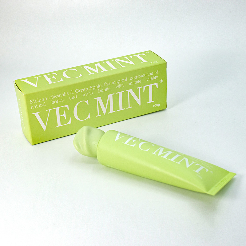 VECMINT 100g 치약: 마법의 자연 허브와 과일 (Melissa officinalis & Green Apple) 으로 구강의 활력을 풀어주십시오.