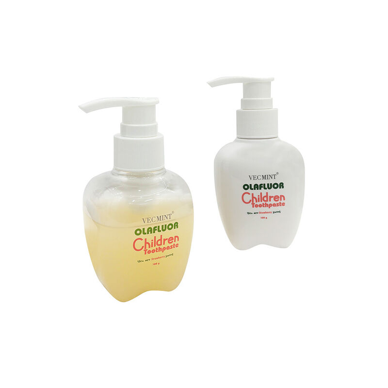 OLAF플루어 어린이 치약 VECMINT - 100g 펌프 병 딸기 맛 안전한 구강 관리 치약 어린이용