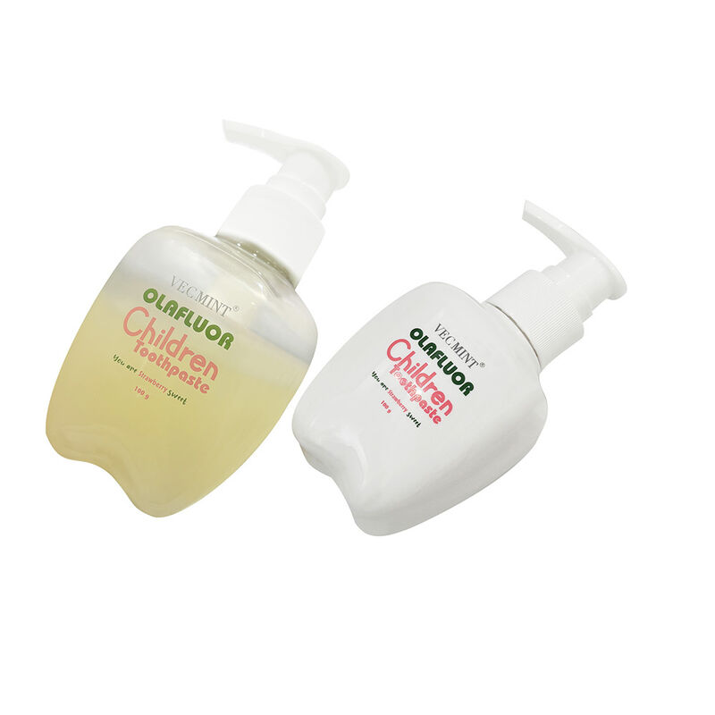 OLAF플루어 어린이 치약 VECMINT - 100g 펌프 병 딸기 맛 안전한 구강 관리 치약 어린이용